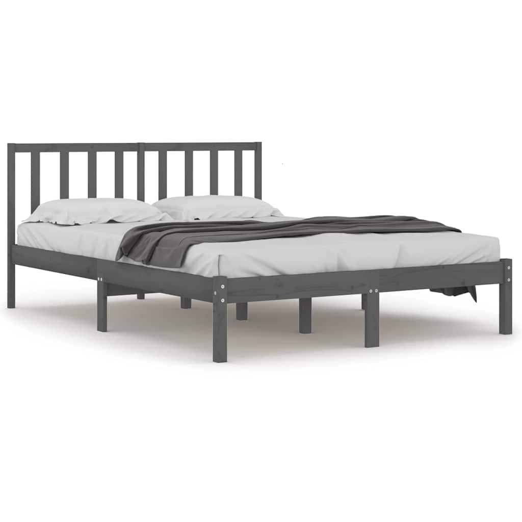 Vidaxl bedframe massief grenenhout grijs 200x200 cm