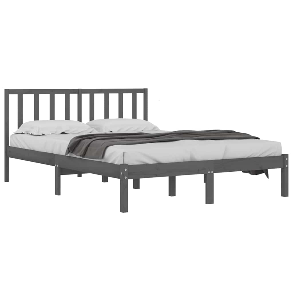 Vidaxl bedframe massief grenenhout grijs 200x200 cm