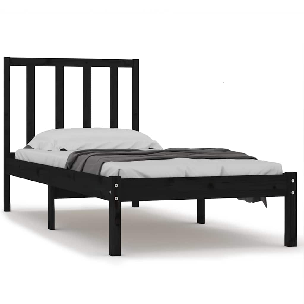 Vidaxl bedframe massief grenenhout zwart 75x190 cm