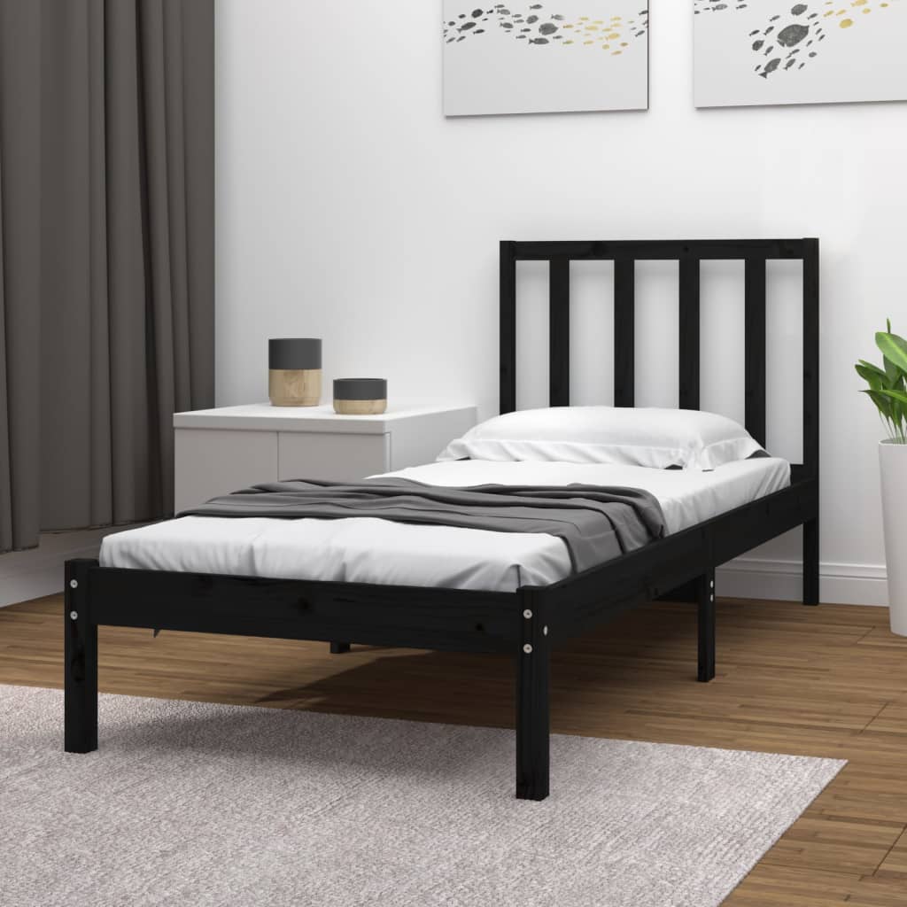 Vidaxl bedframe massief grenenhout zwart 75x190 cm