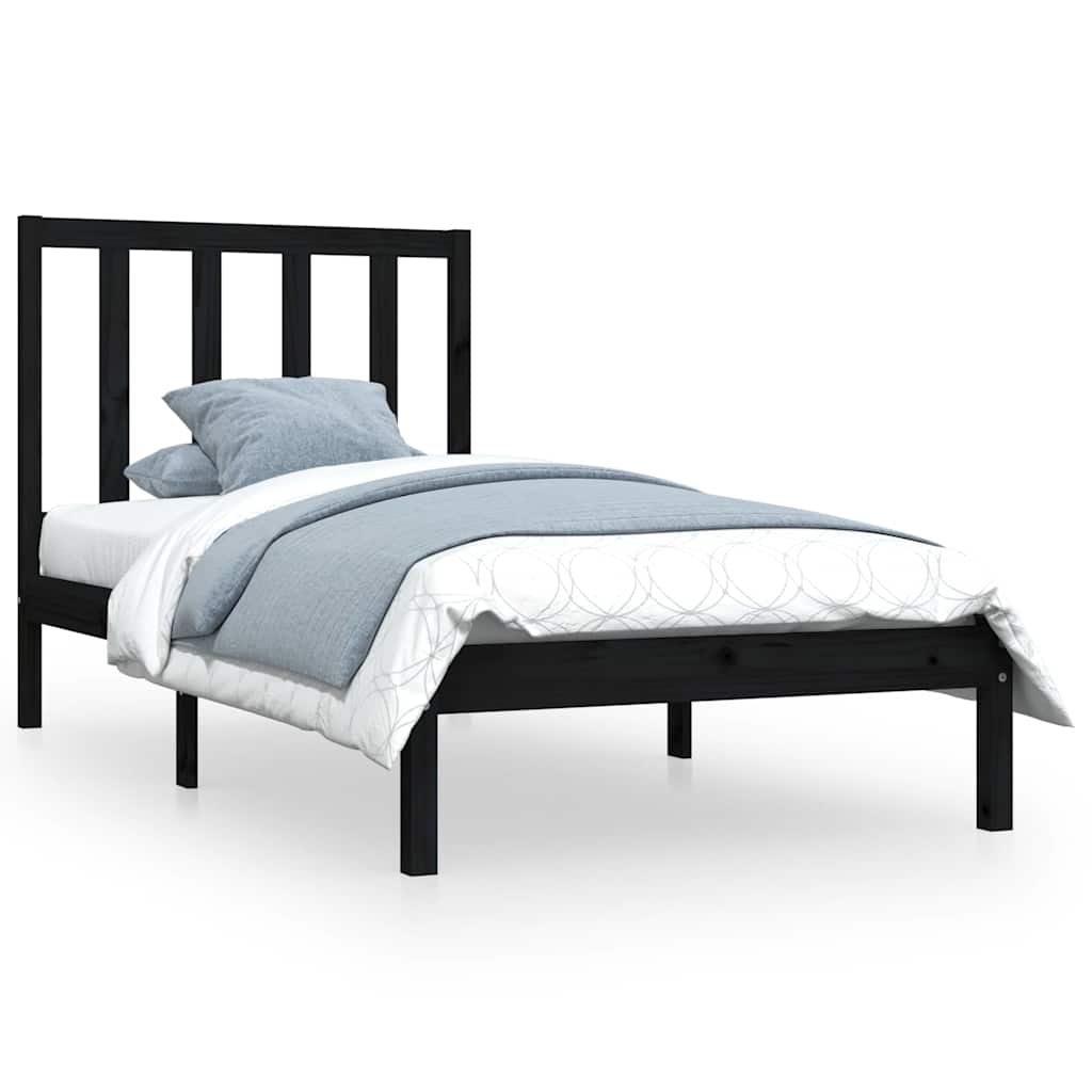Vidaxl bedframe massief grenenhout zwart 75x190 cm