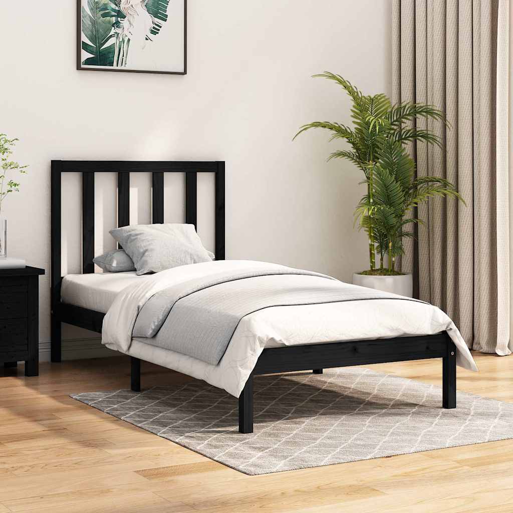 Vidaxl bedframe massief grenenhout zwart 75x190 cm