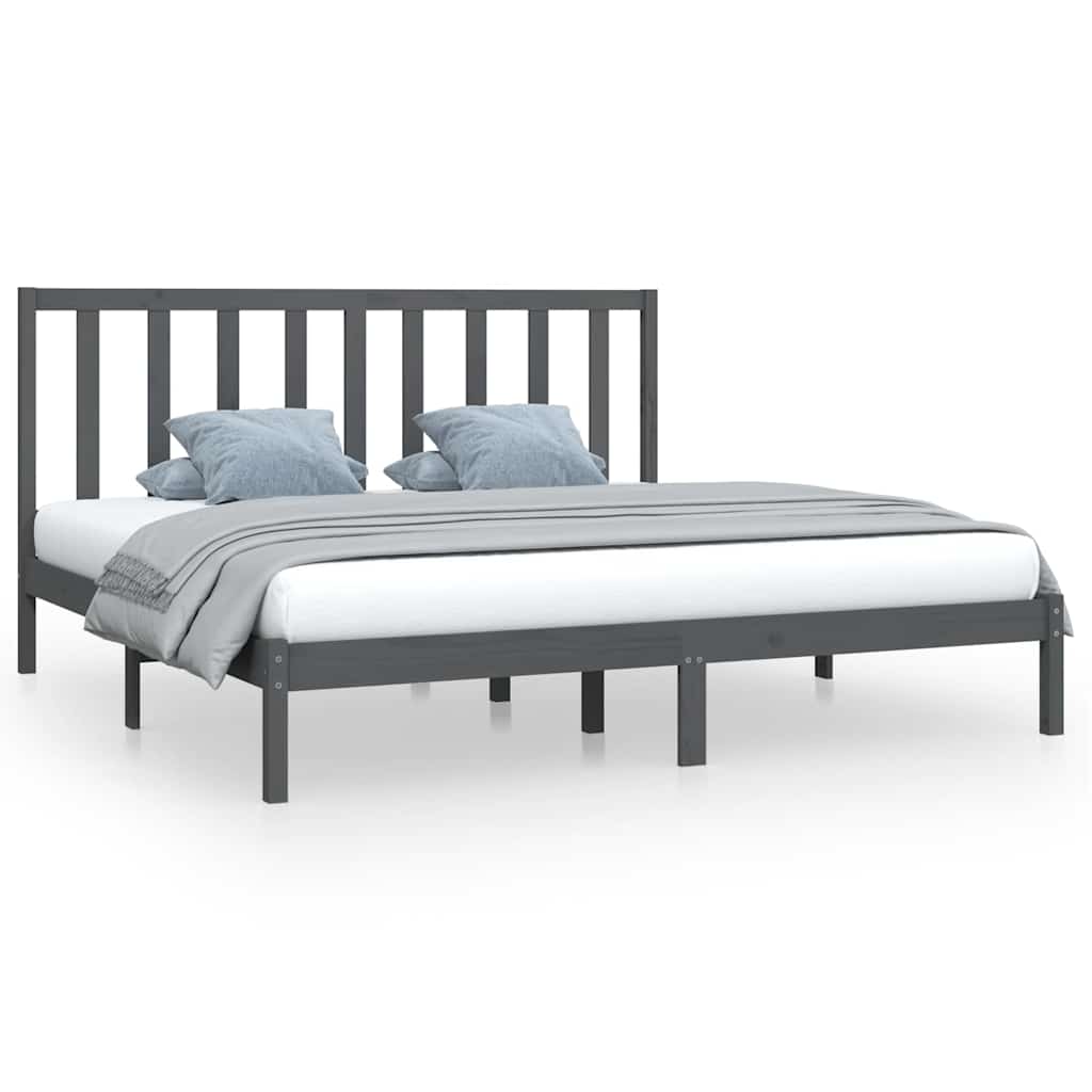 Vidaxl bedframe massief grenenhout grijs 200x200 cm