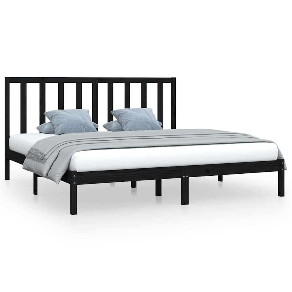 Vidaxl bedframe massief grenenhout zwart 200x200 cm