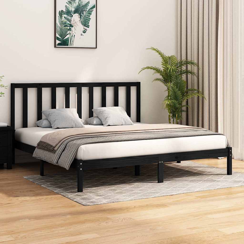 Vidaxl bedframe massief grenenhout zwart 200x200 cm