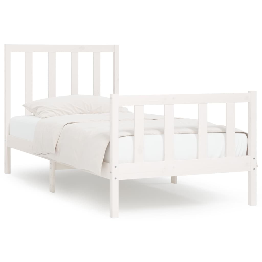 Vidaxl bedframe massief hout wit 75x190 cm