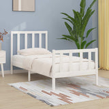 Vidaxl bedframe massief hout wit 75x190 cm