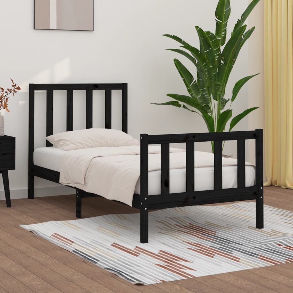 Vidaxl bedframe massief hout zwart 75x190 cm