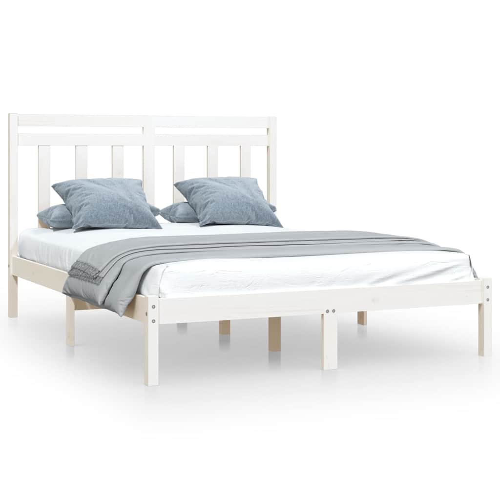 Vidaxl bedframe massief hout wit 135x190 cm