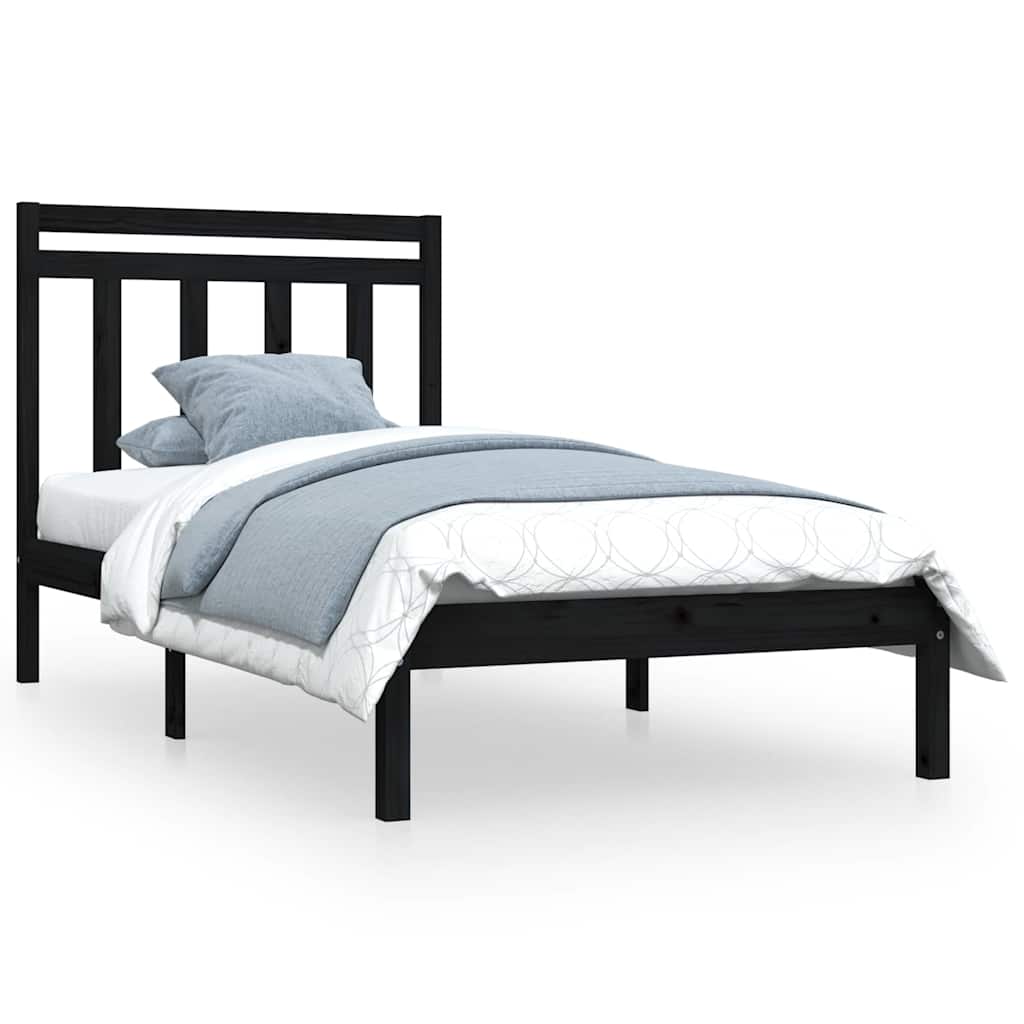 Vidaxl bedframe massief hout zwart 100x200 cm