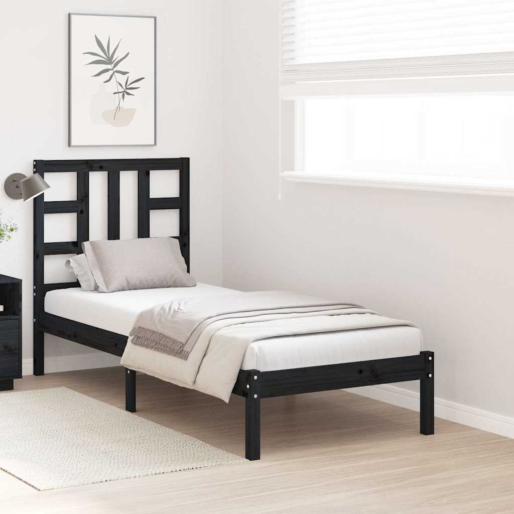 Vidaxl bedframe massief hout zwart 75x190 cm