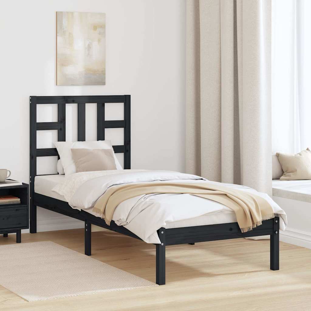 Vidaxl bedframe massief hout zwart 75x190 cm