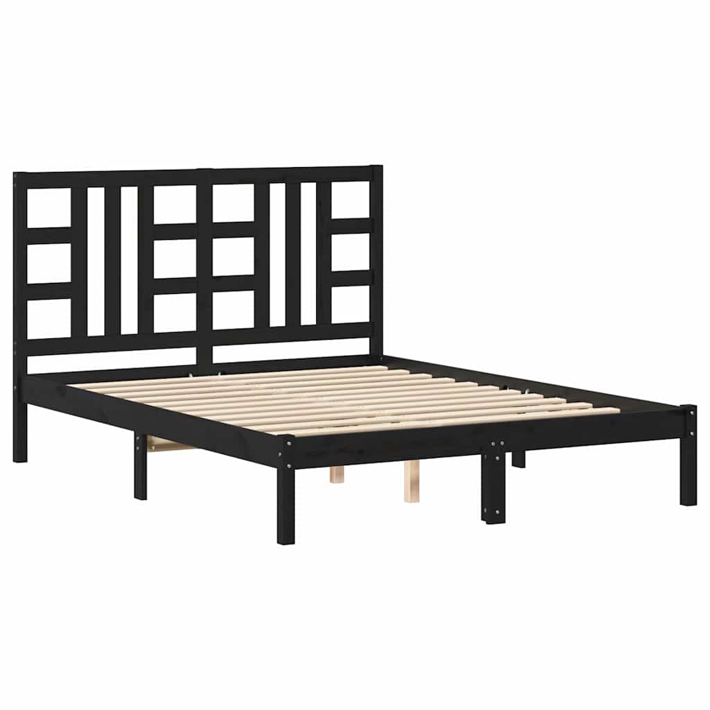 Vidaxl bedframe massief hout zwart 140x190 cm