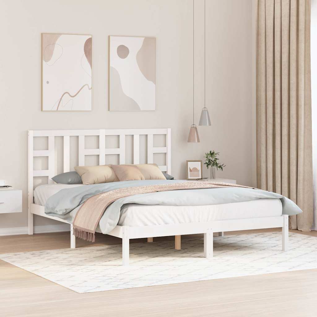 Vidaxl bedframe massief hout wit 150x200 cm