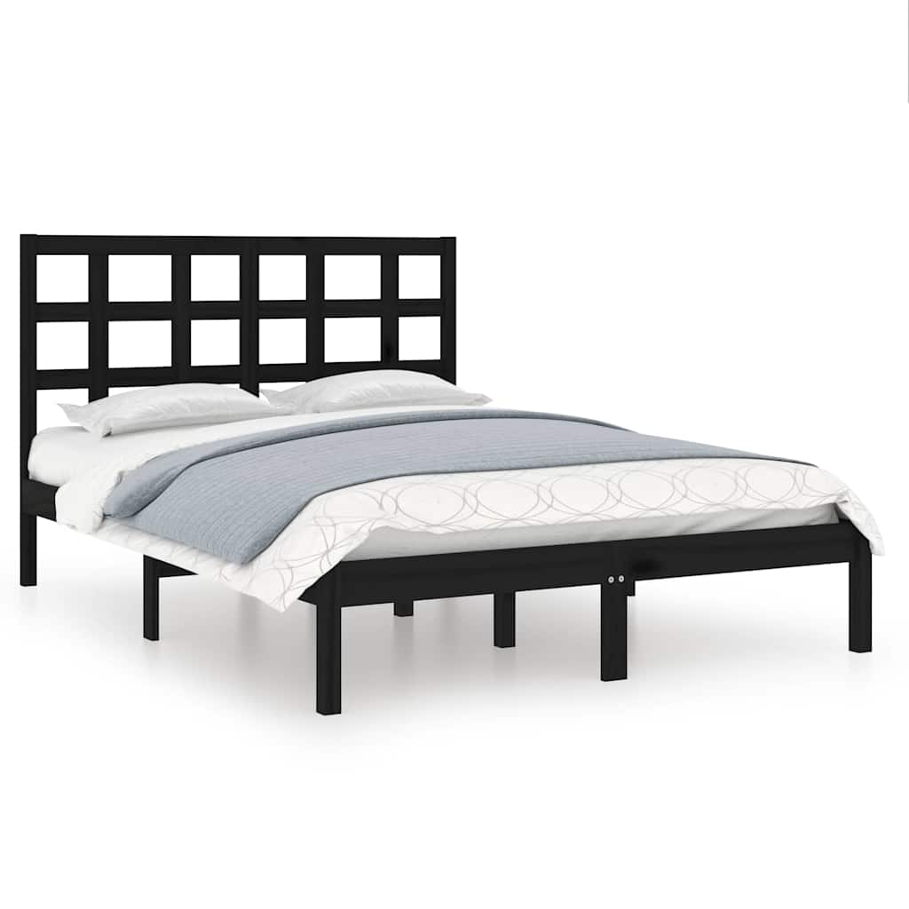 Vidaxl bedframe massief hout zwart 140x190 cm