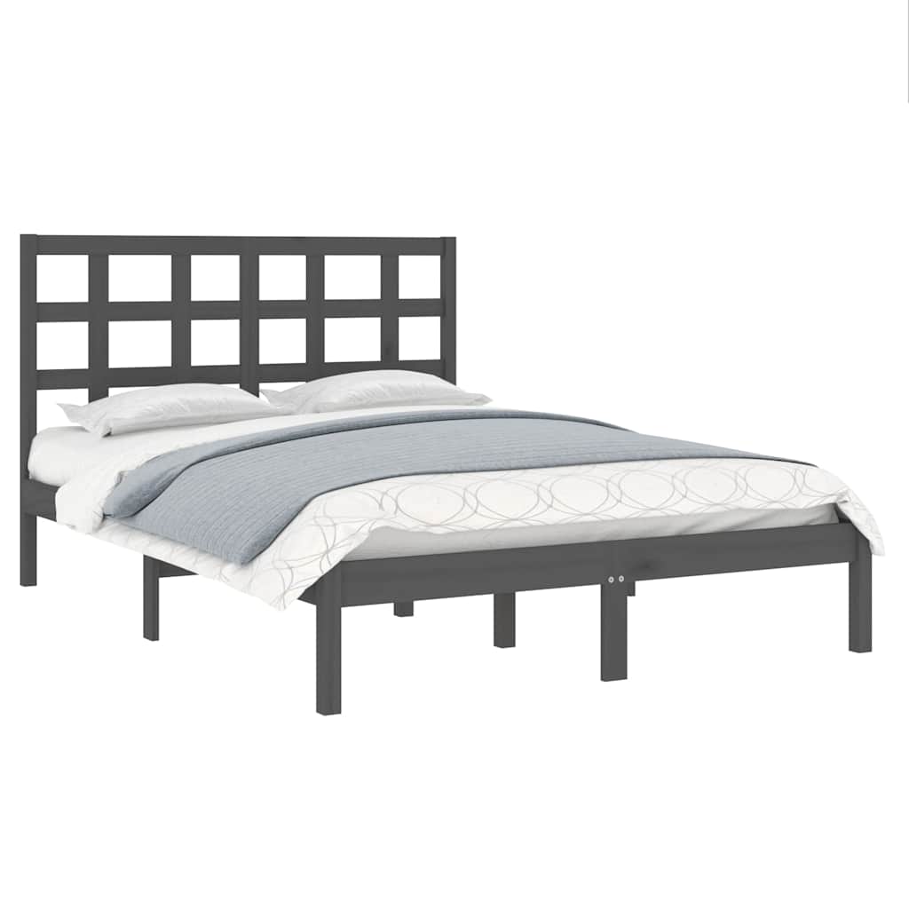 Vidaxl bedframe massief hout grijs 200x200 cm