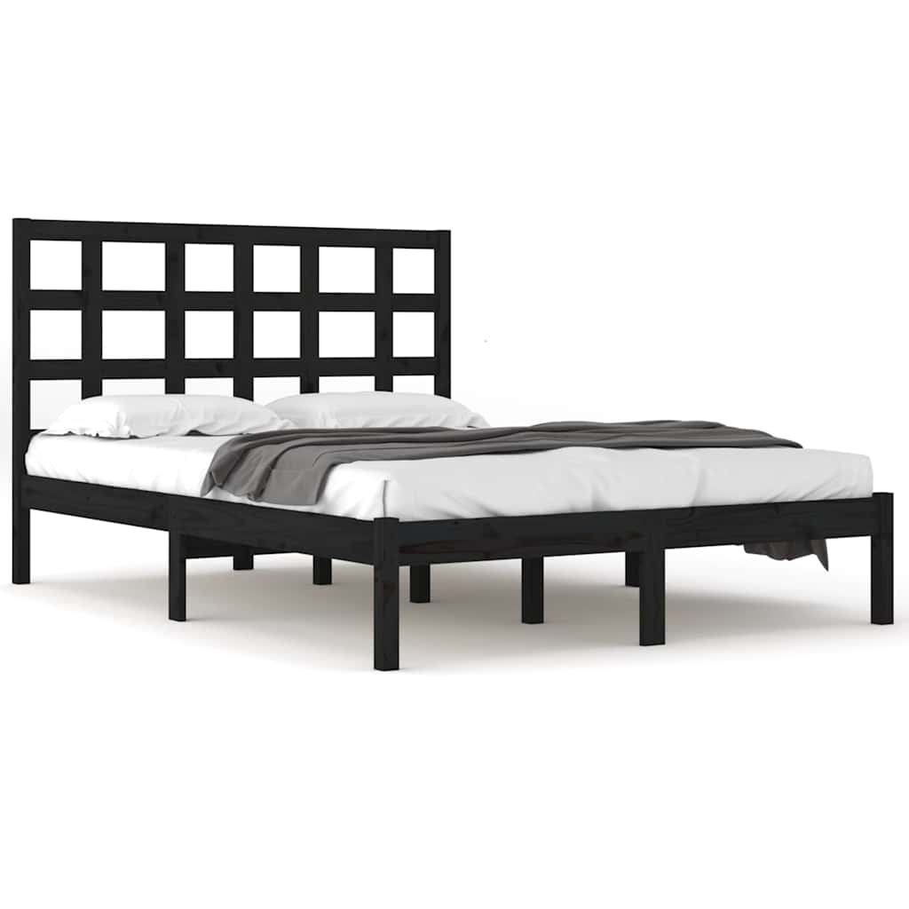 Vidaxl bedframe massief hout zwart 200x200 cm