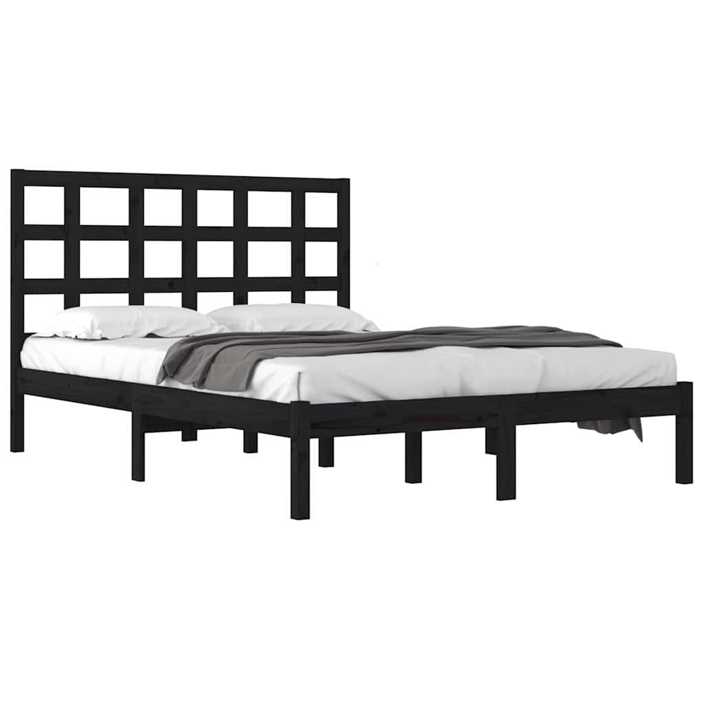 Vidaxl bedframe massief hout zwart 200x200 cm