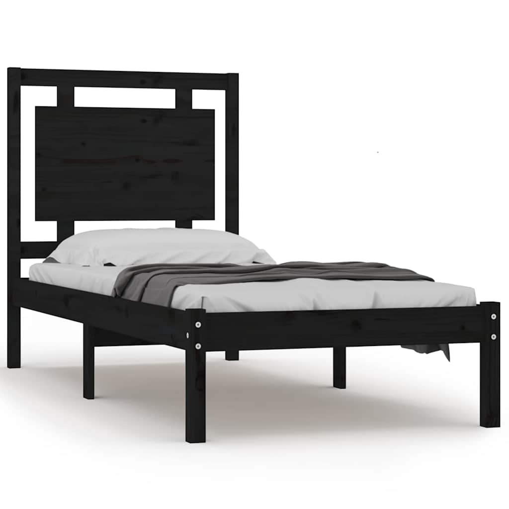 Vidaxl bedframe massief hout zwart 75x190 cm