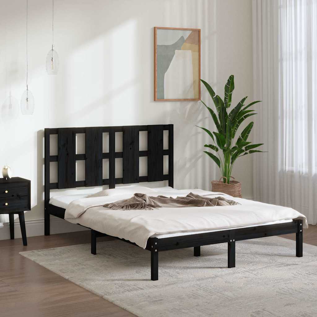 Vidaxl bedframe massief grenenhout zwart 140x190 cm