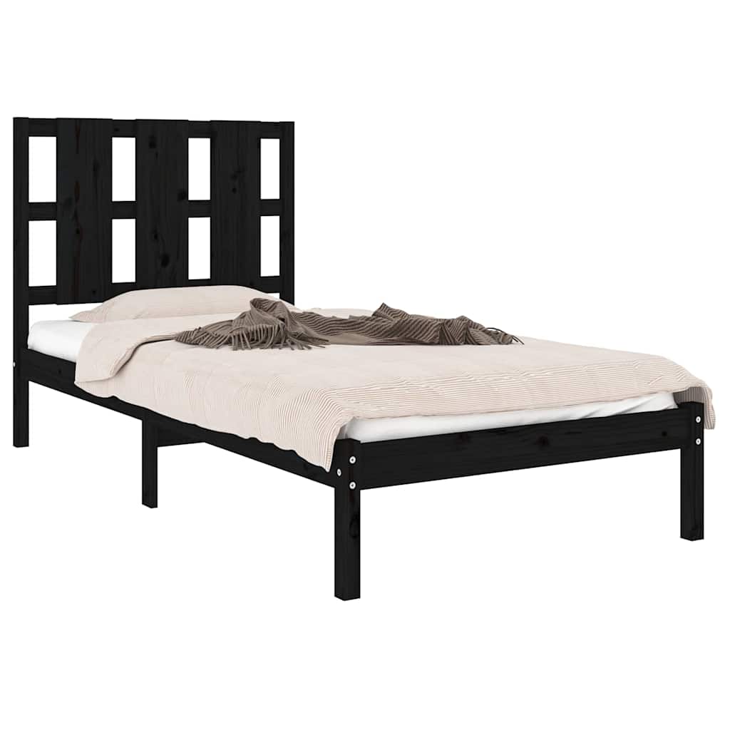 Vidaxl bedframe massief grenenhout zwart 100x200 cm