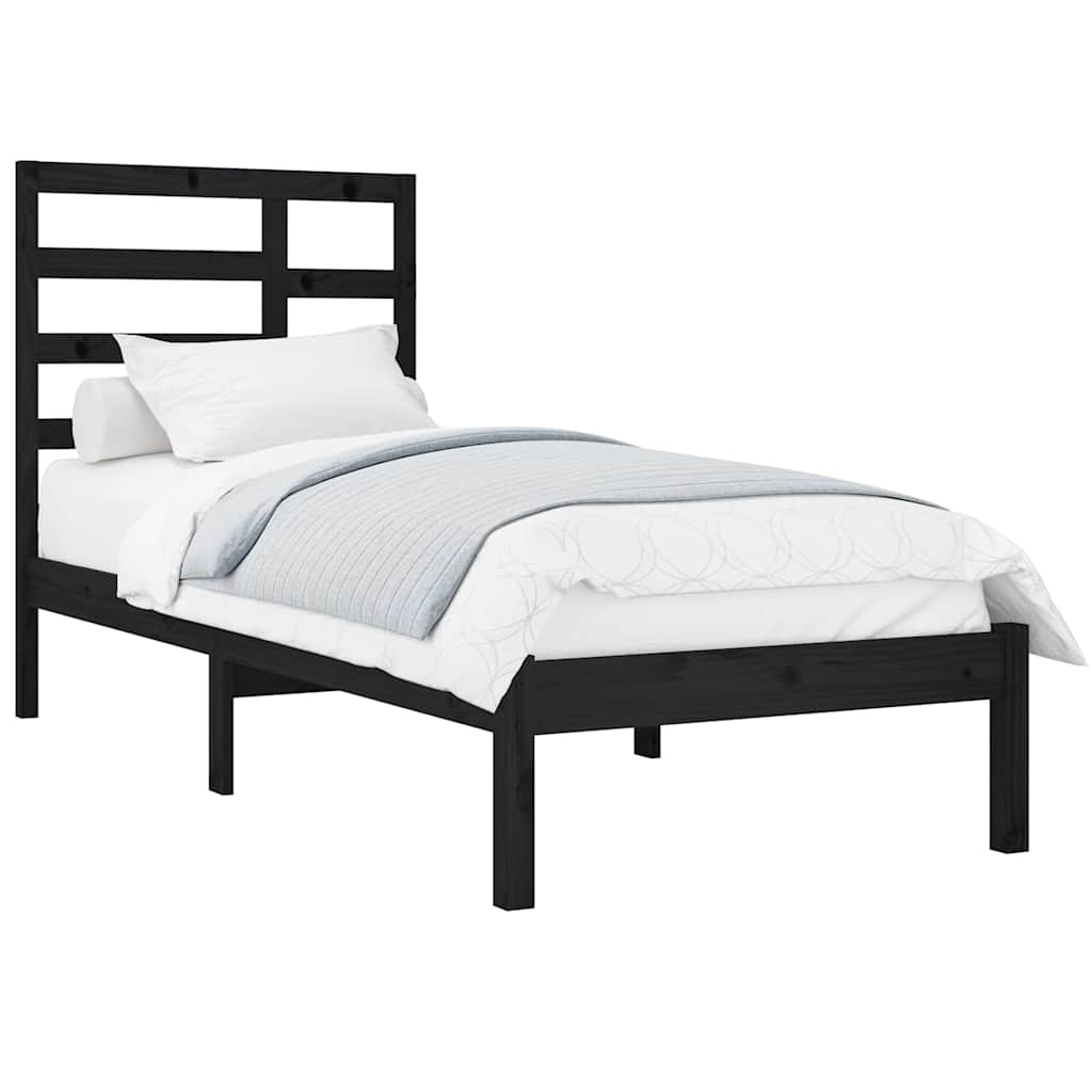 Vidaxl bedframe massief hout zwart 100x200 cm