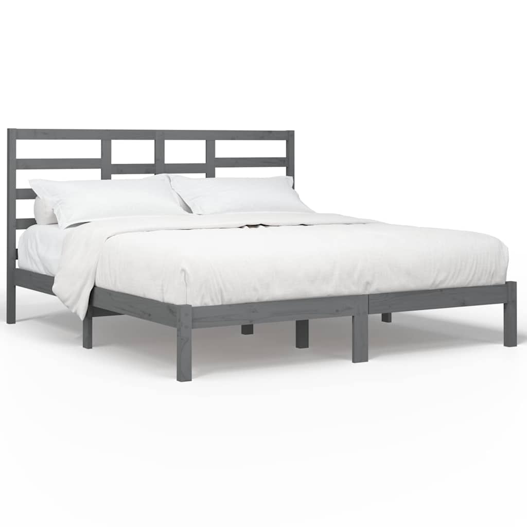 Vidaxl bedframe massief hout grijs 200x200 cm