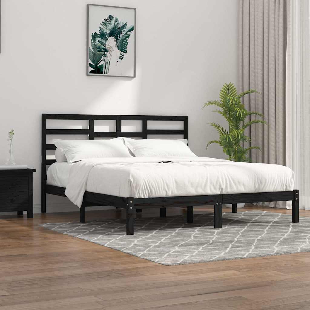Vidaxl bedframe massief hout zwart 200x200 cm