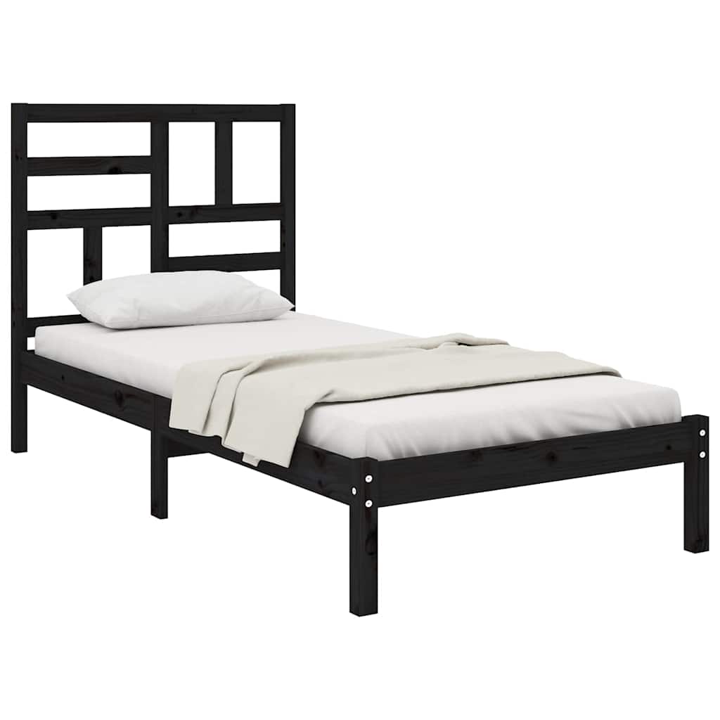 Vidaxl bedframe massief hout zwart 75x190 cm