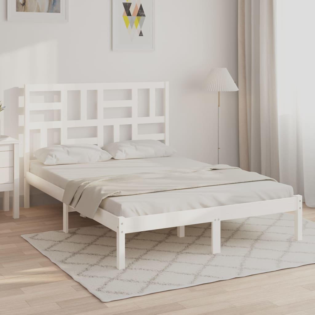 Vidaxl bedframe massief hout wit 140x190 cm