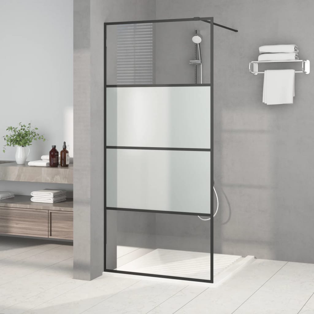 Vidaxl Walk-in Showning Wall 90x195 cm Halfmat Esg Glass Black