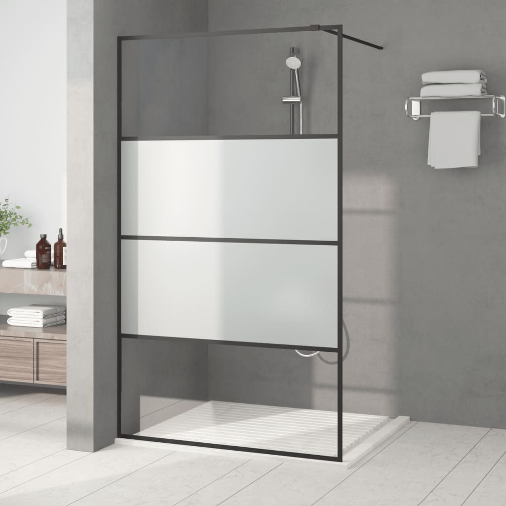 Vidaxl Walk-in shower wall 115x195 cm Halfmat ESG-Glas Black