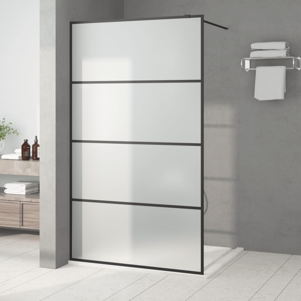 Vidaxl Walk-in shower wall 115x195 cm Mat ESG glass black