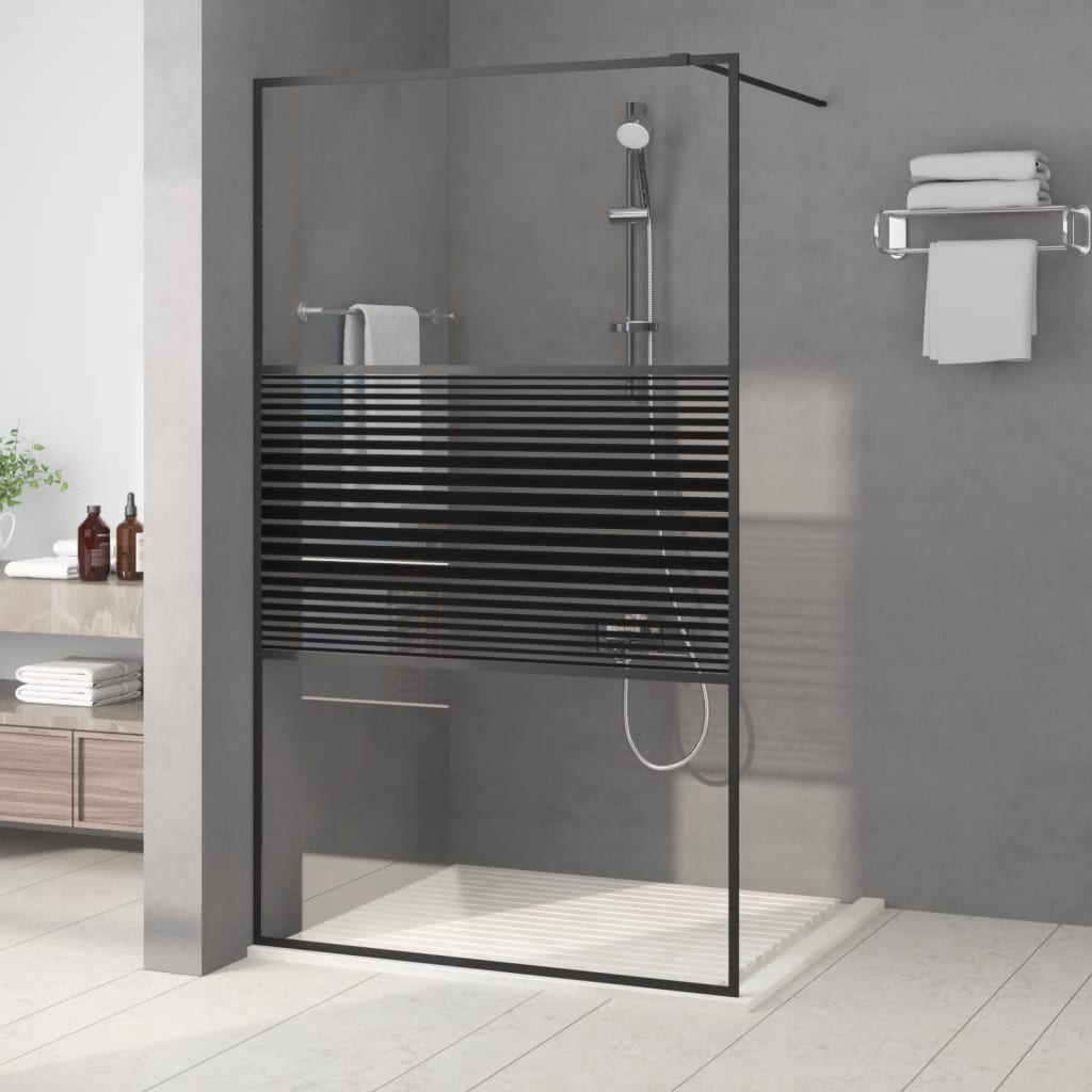 Vidaxl Walk-In Shower Mall 115x195 cm de vidrio ESG transparente negro