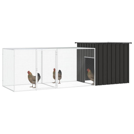 VidaXL Kippenhok 300x91x100 cm gegalvaniseerd staal antracietkleurig