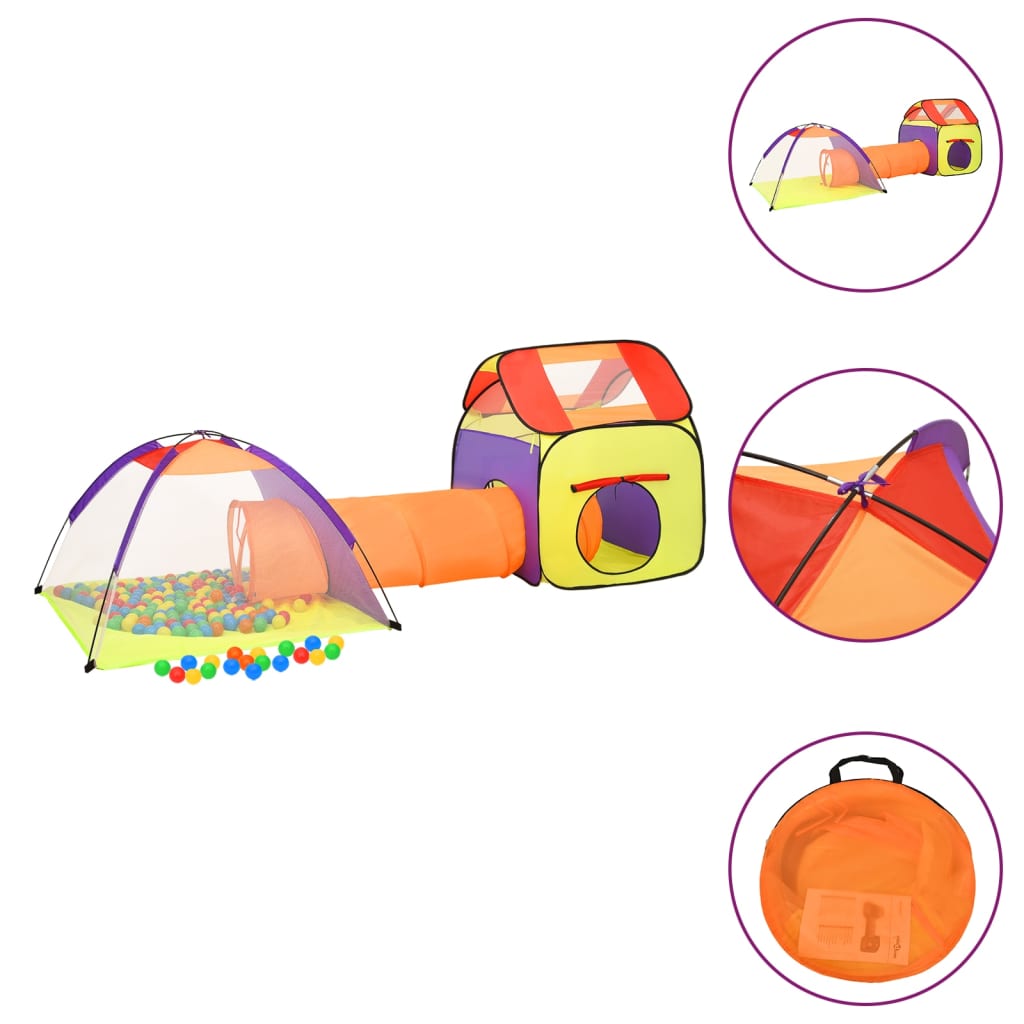 Tienda de juego infantil Vidaxl con 250 bolas 338x123x111 cm con multicolor