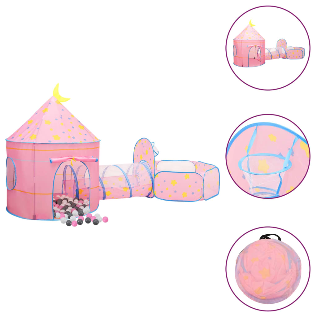 Vidaxl Children's Play Tent avec 250 balles 301x120x128 cm rose