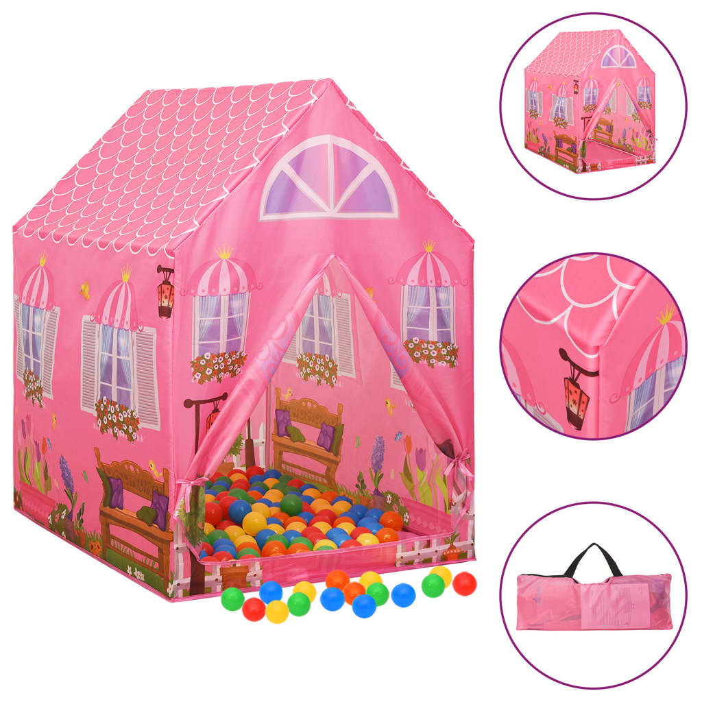 Vidaxl Children's Play Tent avec 250 balles 69x94x104 cm rose