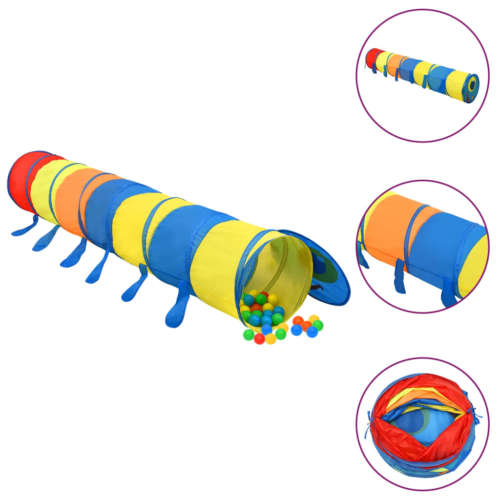 Túnel de juego infantil de Vidaxl con 250 bolas de 245 cm de poliéster multicolor