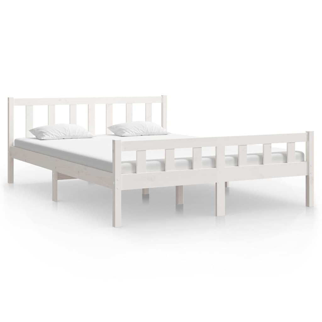 Vidaxl bedframe massief hout wit 150x200 cm