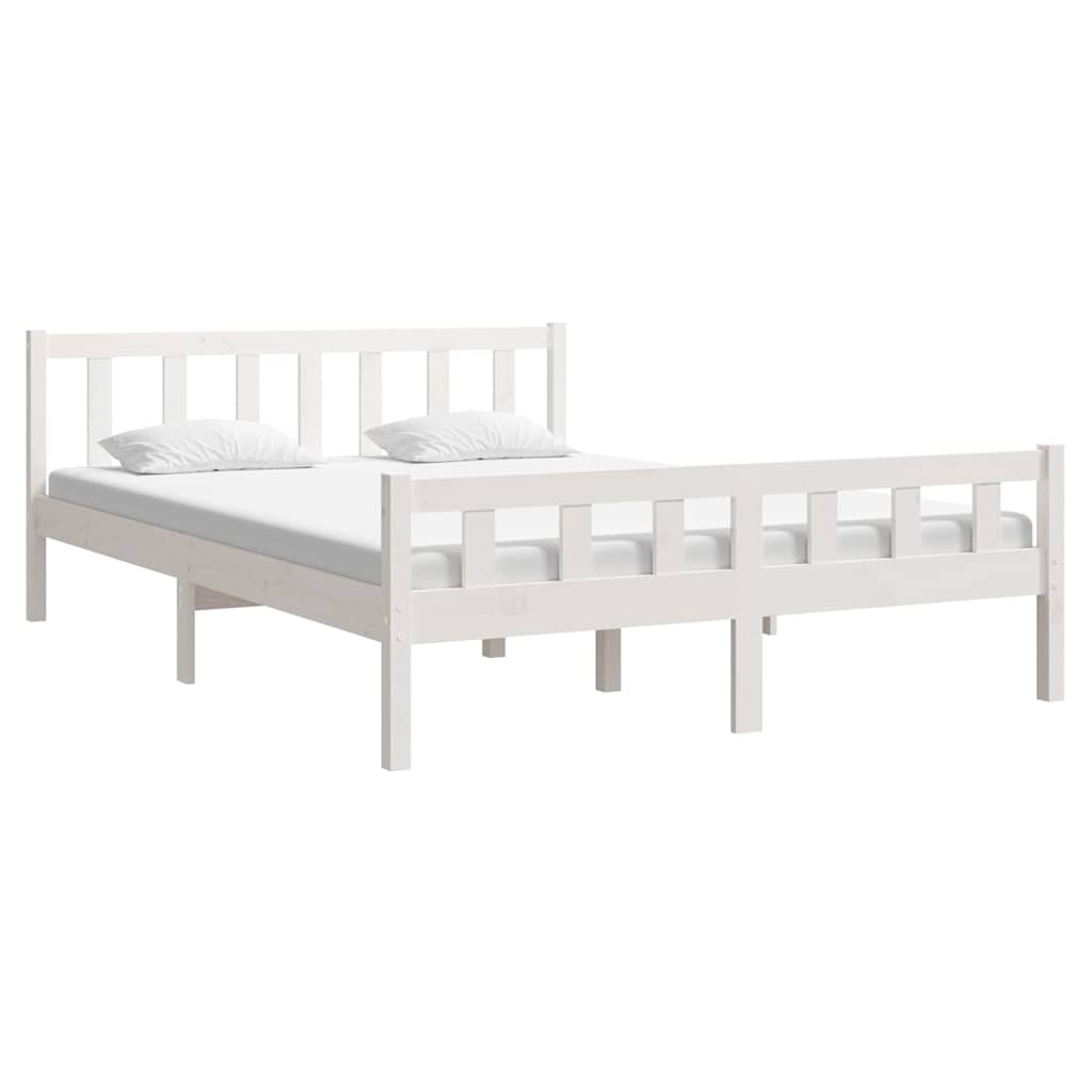 Vidaxl bedframe massief hout wit 150x200 cm