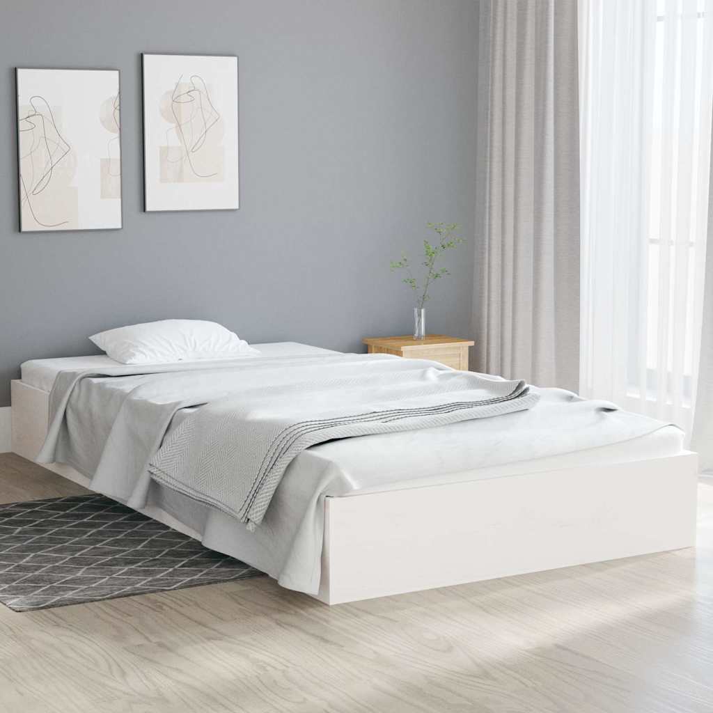Vidaxl bedframe massief hout wit 90x200 cm