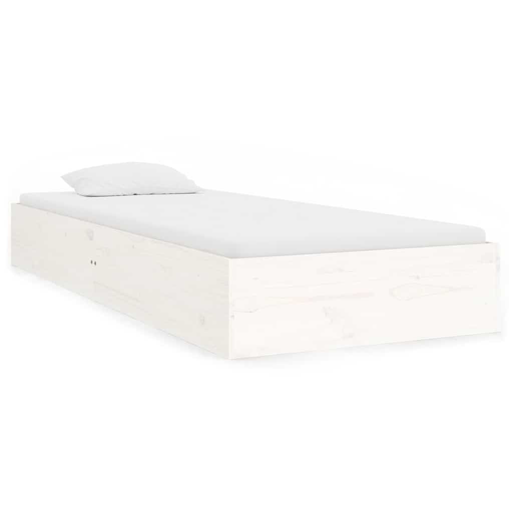 Vidaxl bedframe massief hout wit 75x190 cm