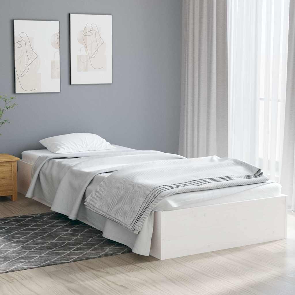Vidaxl bedframe massief hout wit 75x190 cm