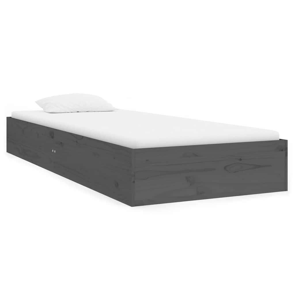 Vidaxl bedframe massief hout grijs 75x190 cm