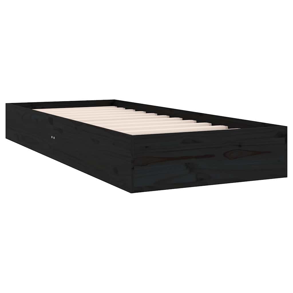 Vidaxl bedframe massief hout zwart 75x190 cm