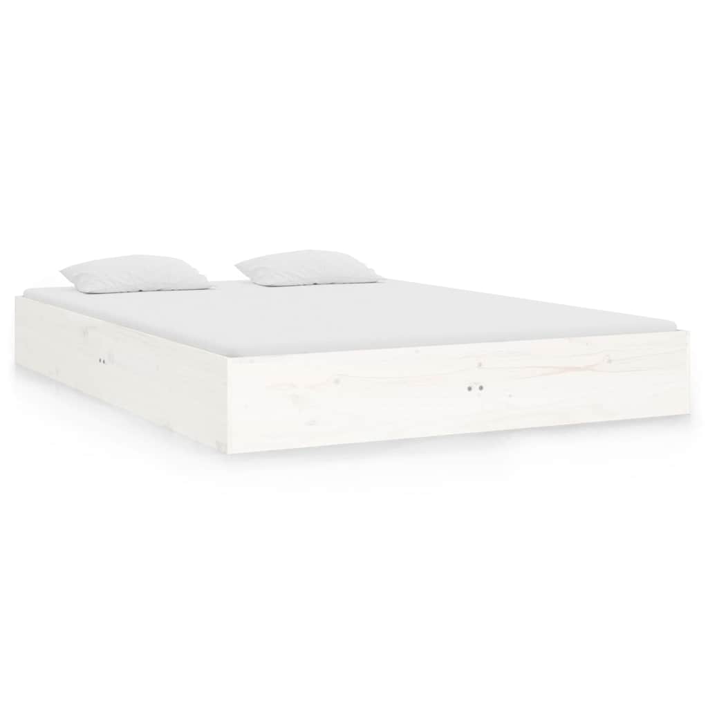 Vidaxl bedframe massief hout wit 135x190 cm