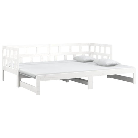 Vidaxl slaapbank uitschuifbaar massief grenenhout wit 2x(90x190) cm