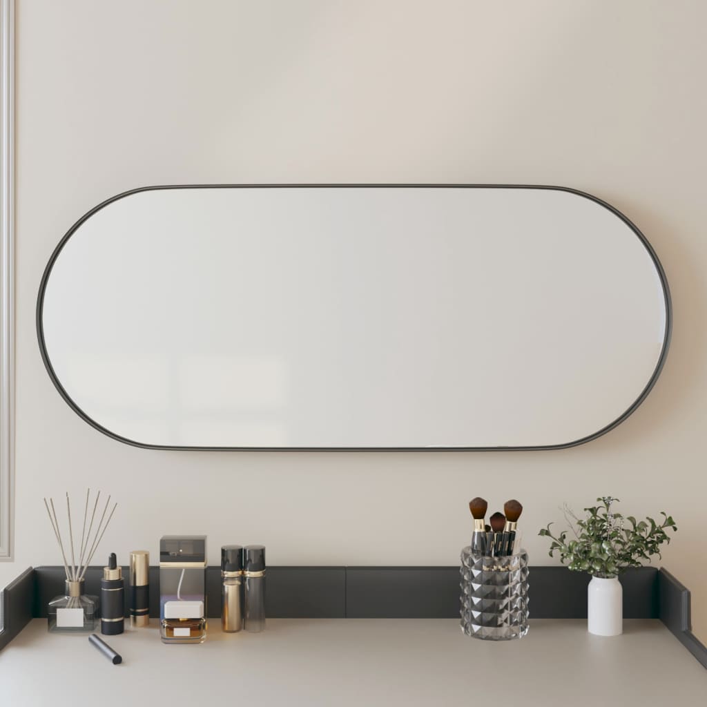 Vidaxl Mirror Wall -mounted 25x60 cm Oval Black