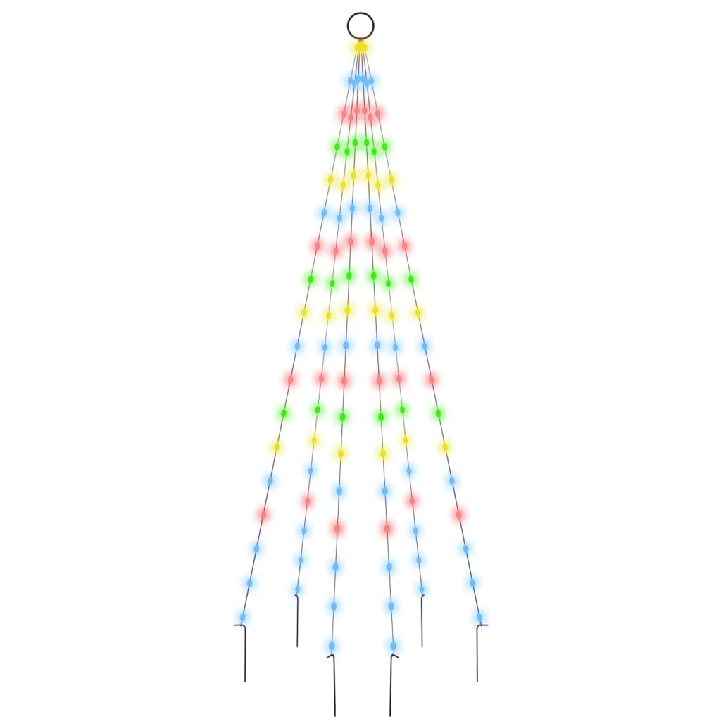 Vidaxl flaggstång julgran 108 lysdioder mångfärgade 180 cm